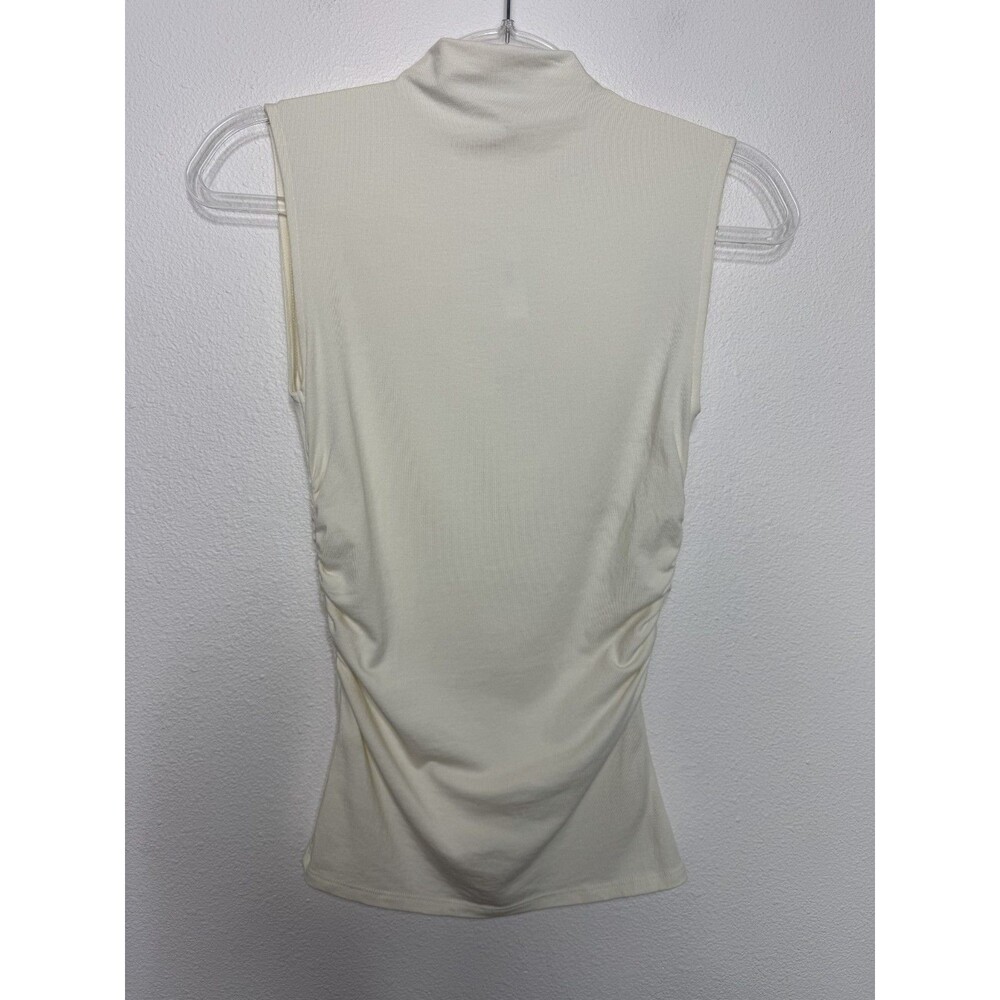 Madewell XS Ruched Mockneck Tank Top Vintage Ivory Slim Fit Sleeveless NWT - Picture 5 of 13